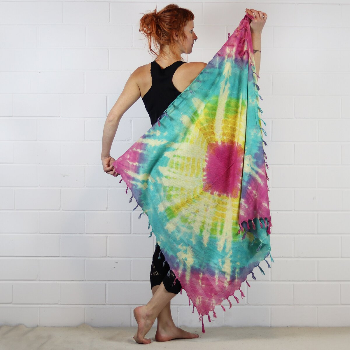 Freak Scene Kefiah Shemagh 100x100 Cm – Sciarpa Arafat Foulard 100% Cotone, Colore Batik Tiedye Red Sun, Unisex
