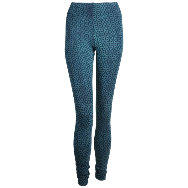 Leggings - Batik - Flower of life - schwarz - türkis