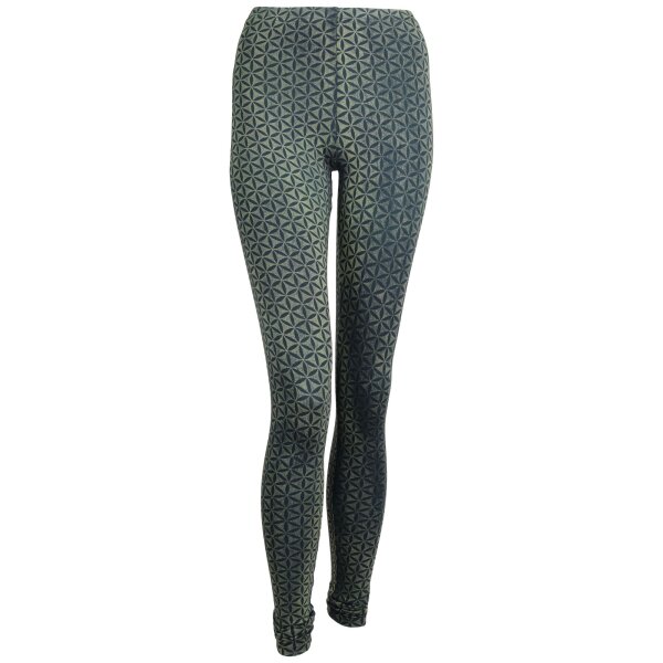 Leggings - Batik - Flower of life - black - green-poison green