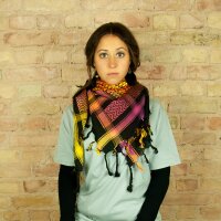 Palituch - schwarz - Tie dye-Batik-bunt 01 - Kufiya PLO Tuch