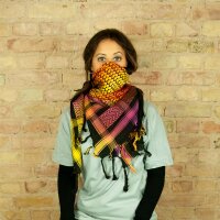 Palituch - schwarz - Tie dye-Batik-bunt 01 - Kufiya PLO Tuch